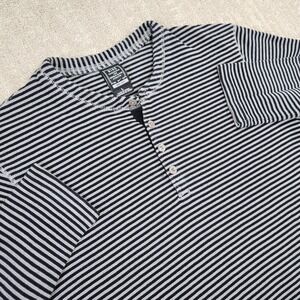 Nike Henley Shirt Men Large Heavy Organic Cotton Engineered Black Gray Stripe